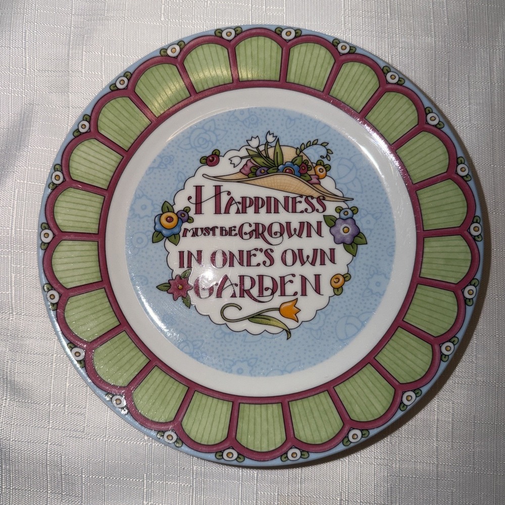 Set of 2 Mary Engelbreit Garden 'Breit Dessert Plates 2001 Enesco Vintage 8 Inch - Picture 2 of 5